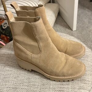 Dolce Vita Beige Suede Ankle Booties